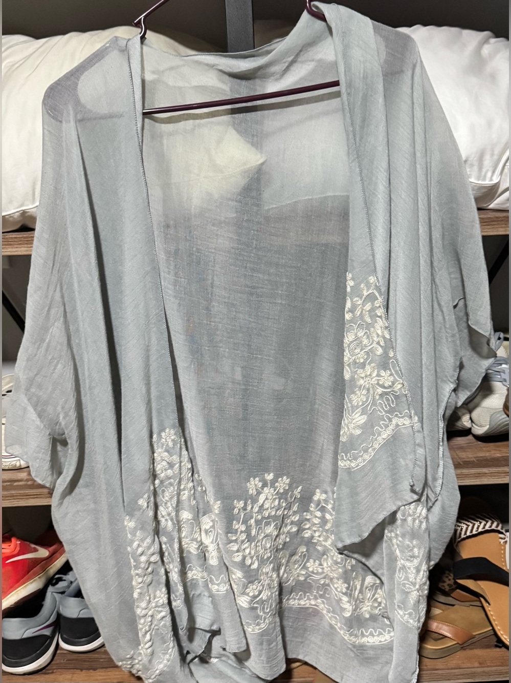 Target Light Gray Sheer Embroidered Kimono